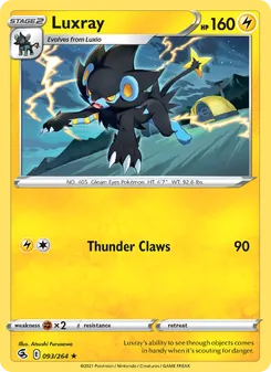Luxray — Fusion Strike #93, 2021. Illustrated by Atsushi Furusawa.