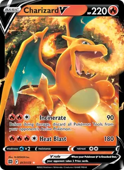 Charizard V — Brilliant Stars #017, 2022. Illustrated by N-DESIGN Inc..