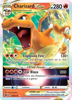 Charizard VSTAR — Brilliant Stars #018, 2022. Illustrated by 5ban Graphics.