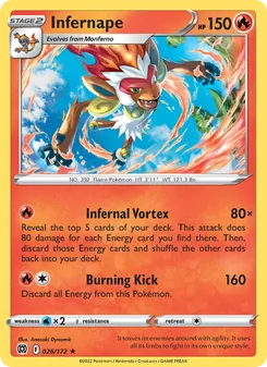 Infernape — Brilliant Stars #026, 2022. Illustrated by Anesaki Dynamic.