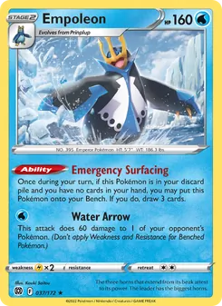 Empoleon — Brilliant Stars #037, 2022. Illustrated by Kouki Saitou.