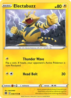 Electabuzz — Brilliant Stars #046, 2022. Illustrated by OKACHEKE.