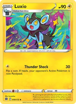 Luxio — Brilliant Stars #050, 2022. Illustrated by kurumitsu.
