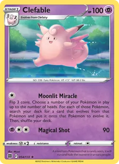 Clefable — Brilliant Stars #054, 2022. Illustrated by Mizue.