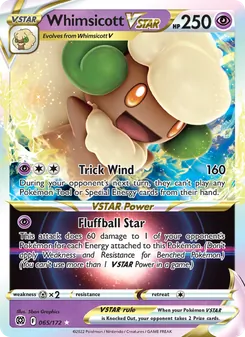Whimsicott VSTAR — Brilliant Stars #065, 2022. Illustrated by 5ban Graphics.
