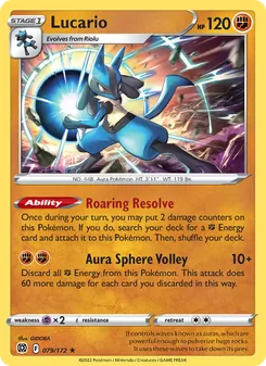 Lucario — Brilliant Stars #079, 2022. Illustrated by GIDORA.