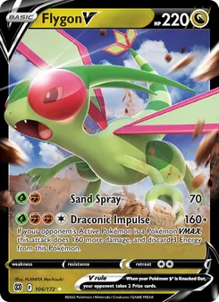 Flygon V — Brilliant Stars #106, 2022. Illustrated by PLANETA Mochizuki.