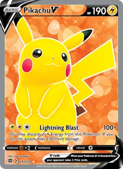 Pikachu V — Brilliant Stars #157, 2022. Illustrated by 5ban Graphics.