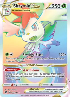 Shaymin VSTAR — Brilliant Stars #173, 2022. Illustrated by 5ban Graphics.