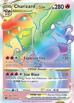 Charizard VSTAR — Brilliant Stars #174, 2022. Illustrated by 5ban Graphics.
