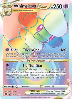 Whimsicott VSTAR — Brilliant Stars #175, 2022. Illustrated by 5ban Graphics.