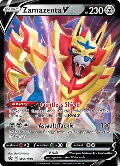 Zamazenta V — SWSH Black Star Promos #SWSH019, 2019. Illustrated by aky CG Works.