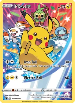 Pikachu — SWSH Black Star Promos #SWSH020, 2019. Illustrated by Hideki Ishikawa.