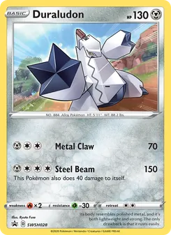 Duraludon — SWSH Black Star Promos #SWSH028, 2019. Illustrated by Ryuta Fuse.