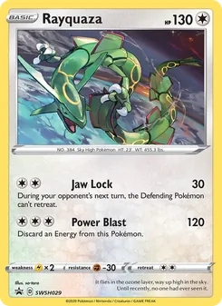 Rayquaza — SWSH Black Star Promos #SWSH029, 2019. Illustrated by so-taro.