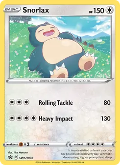 Snorlax — SWSH Black Star Promos #SWSH032, 2019. Illustrated by Tika Matsuno.