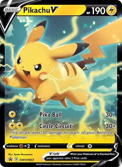 Pikachu V — SWSH Black Star Promos #SWSH063, 2019. Illustrated by Ryota Murayama.