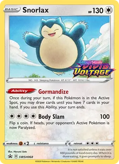 Snorlax — SWSH Black Star Promos #SWSH068, 2019. Illustrated by Narumi Sato.