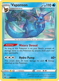 Vaporeon — SWSH Black Star Promos #SWSH072, 2019. Illustrated by so-taro.