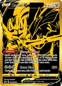 Zacian V — SWSH Black Star Promos #SWSH076, 2019. Illustrated by 5ban Graphics.