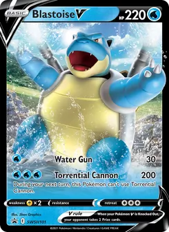 Blastoise V — SWSH Black Star Promos #SWSH101, 2019. Illustrated by 5ban Graphics.