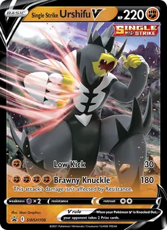 Single Strike Urshifu V — SWSH Black Star Promos #SWSH106, 2019. Illustrated by 5ban Graphics.
