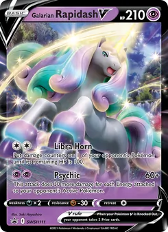 Galarian Rapidash V — SWSH Black Star Promos #SWSH111, 2019. Illustrated by Saki Hayashiro.