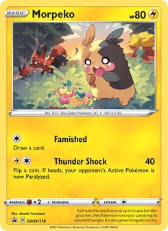 Morpeko — SWSH Black Star Promos #SWSH116, 2019. Illustrated by Atsushi Furusawa.