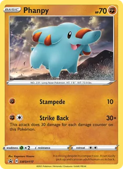 Phanpy — SWSH Black Star Promos #SWSH117, 2019. Illustrated by Kagemaru Himeno.