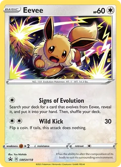 Eevee — SWSH Black Star Promos #SWSH118, 2019. Illustrated by Yuu Nishida.