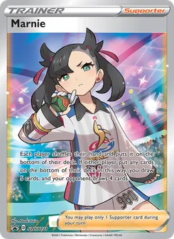 Marnie — SWSH Black Star Promos #SWSH121, 2019. Illustrated by Naoki Saito.