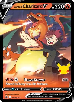 Lance's Charizard V — SWSH Black Star Promos #SWSH133, 2019. Illustrated by Hideki Ishikawa.