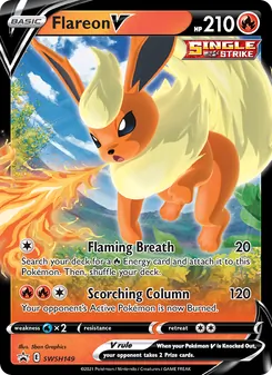 Flareon V — SWSH Black Star Promos #SWSH149, 2019. Illustrated by 5ban Graphics.