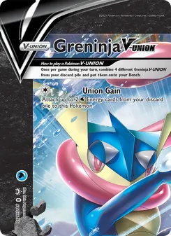 Greninja V-UNION — SWSH Black Star Promos #SWSH155, 2019. Illustrated by Shin Nagasawa.