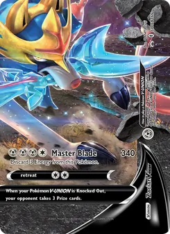 Zacian V-UNION — SWSH Black Star Promos #SWSH166, 2019. Illustrated by PLANETA Tsuji.