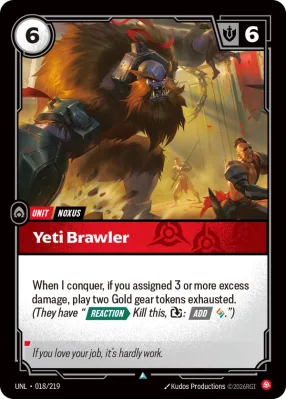 Yeti Brawler, Riftbound card UNL-018/219 from Unleashed