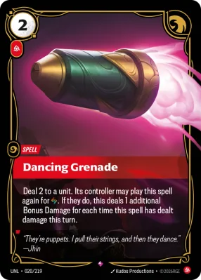 Dancing Grenade, Riftbound card UNL-020/219 from Unleashed