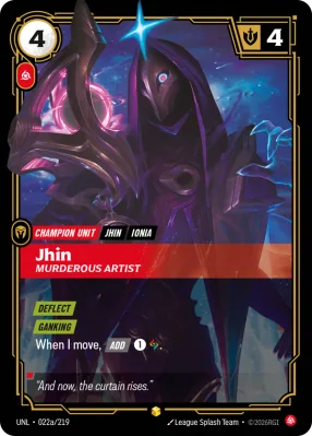 Jhin, Riftbound card UNL-022a/219 from Unleashed
