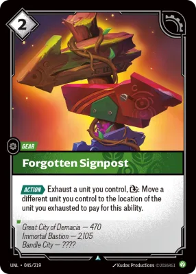 Forgotten Signpost, Riftbound card UNL-045/219 from Unleashed