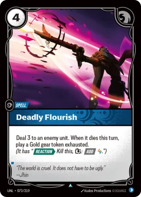 Deadly Flourish, Riftbound card UNL-073/219 from Unleashed