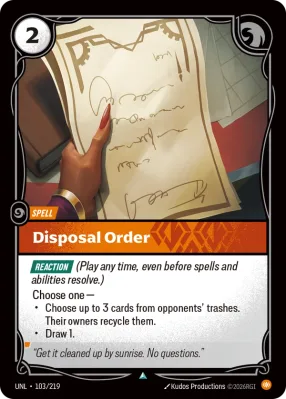 Disposal Order, Riftbound card UNL-103/219 from Unleashed
