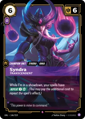 Syndra, Riftbound card UNL-146/219 from Unleashed