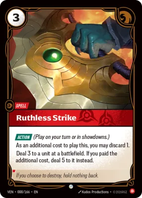 Ruthless Strike, Riftbound card VEN-008/166 from Vendetta
