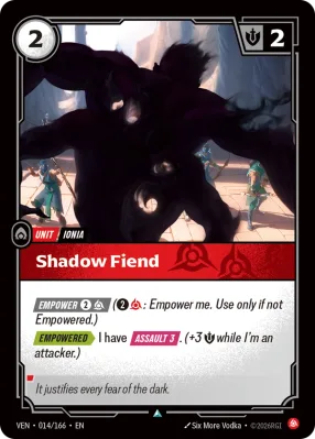 Shadow Fiend, Riftbound card VEN-014/166 from Vendetta