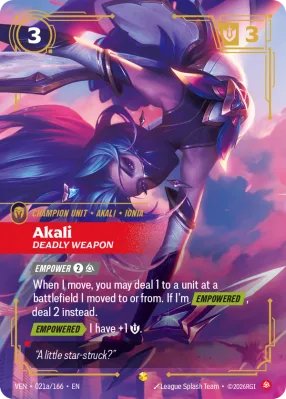 Akali, Riftbound card VEN-021a/166 from Vendetta