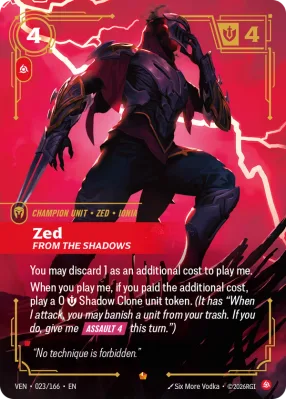 Zed, Riftbound card VEN-023/166 from Vendetta