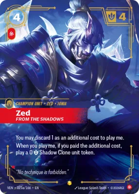 Zed, Riftbound card VEN-023a/166 from Vendetta