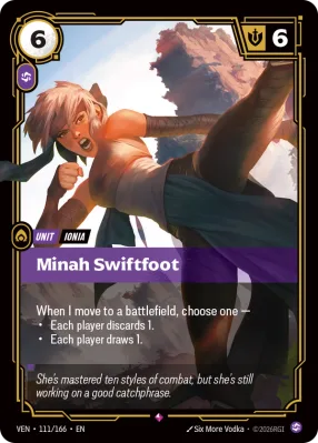 Minah Swiftfoot, Riftbound card VEN-111/166 from Vendetta