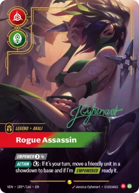 Rogue Assassin, Riftbound card VEN-189*/166 from Vendetta
