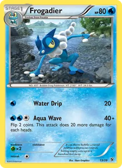 Frogadier — Kalos Starter Set #13, 2013. Illustrated by 5ban Graphics.